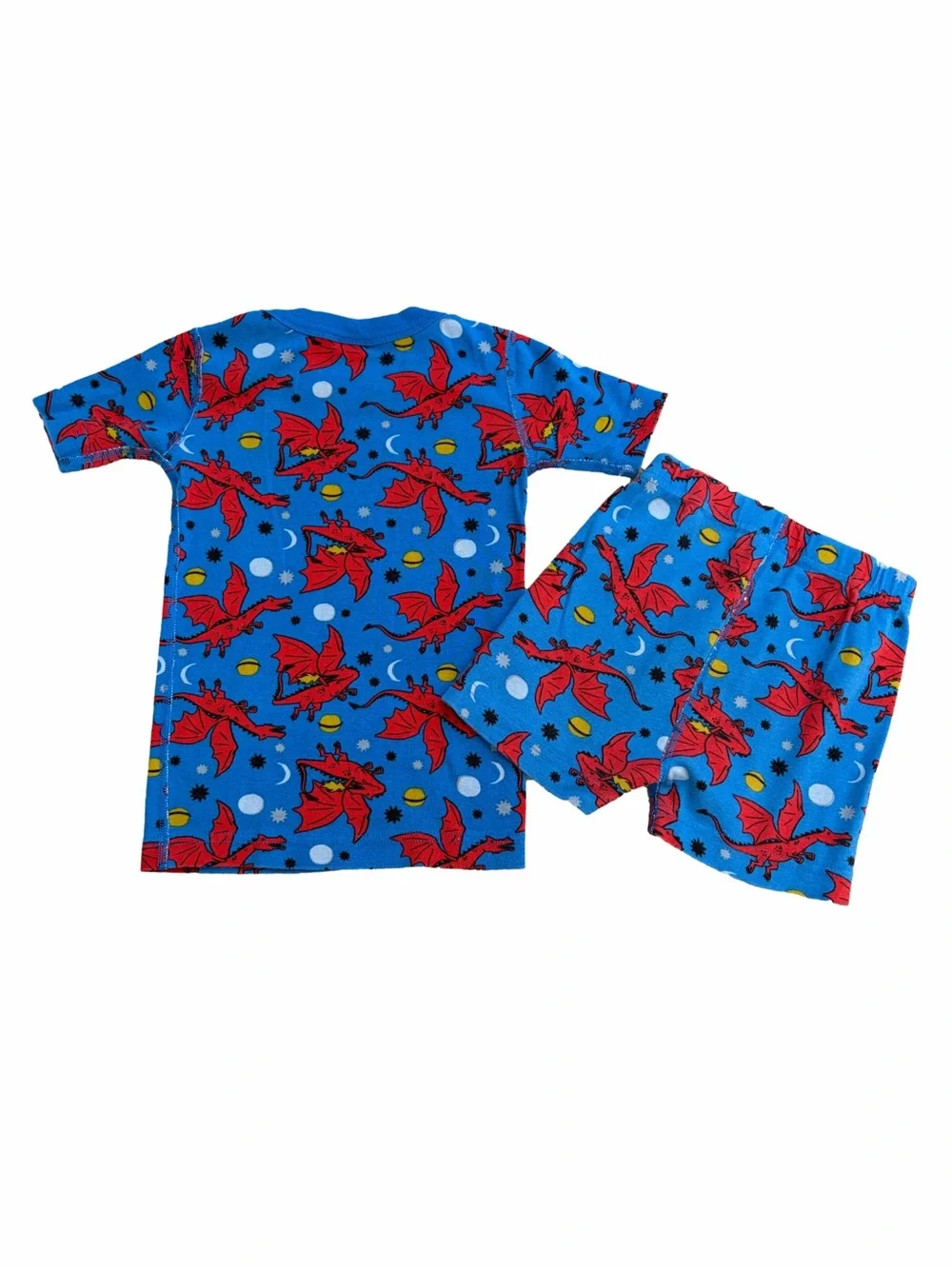 Hanna Andersson Size 110, 5, Blue Red Space Dragons Short John Two Piece Pajamas